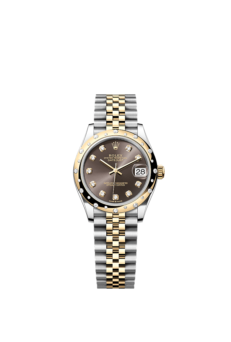 Rolex Two-Tone (YG/SS) Datejust - 31mm - Dark grey Diamond Dial - Jubilee