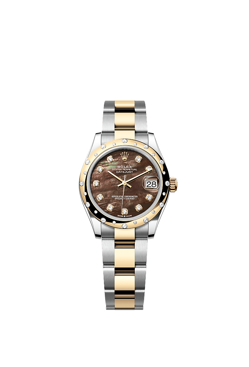 Rolex Two-Tone (YG/SS) Datejust - 31mm - Black mother-of-pearl Diamond Dial - Oyster
