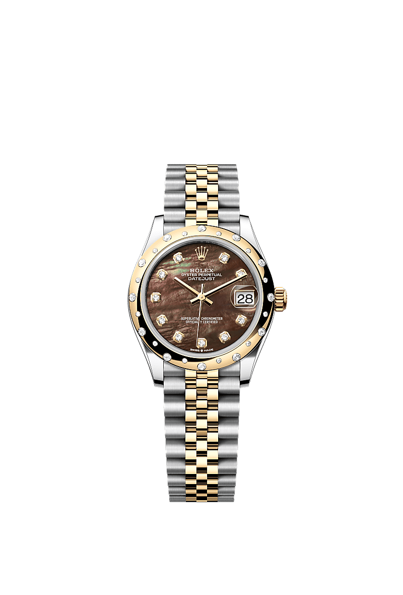 Rolex Two-Tone (YG/SS) Datejust - 31mm - Black mother-of-pearl Diamond Dial - Jubilee