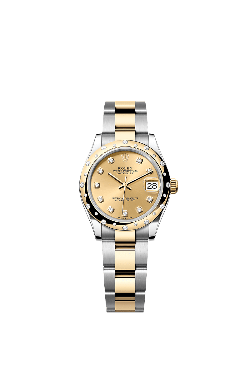 Rolex Two-Tone (YG/SS) Datejust - 31mm - Champagne-colour Diamond Dial - Oyster