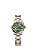 Rolex Two-Tone (YG/SS) Datejust - 31mm - Olive green, floral motif Diamond Dial - Oyster