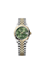 Rolex Two-Tone (YG/SS) Datejust - 31mm - Olive green, floral motif Diamond Dial - Jubilee