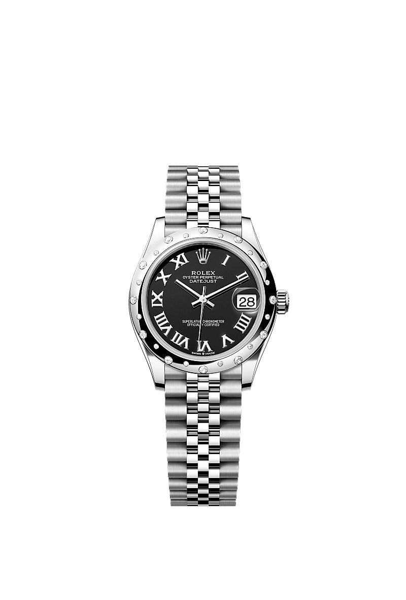 Rolex Stainless Steel Datejust - 31mm - Bright black - Jubilee