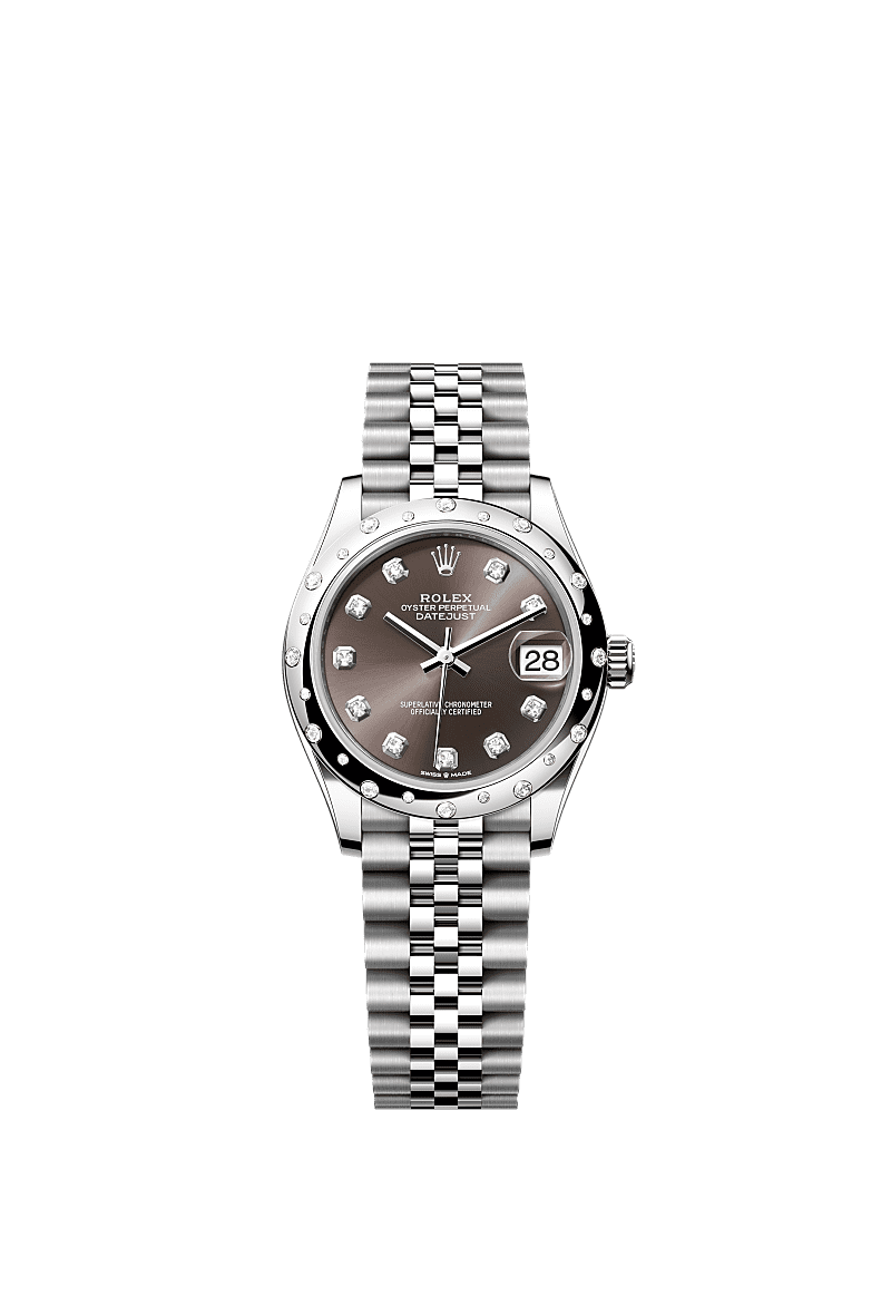 Rolex Stainless Steel Datejust - 31mm - Dark grey Diamond Dial - Jubilee