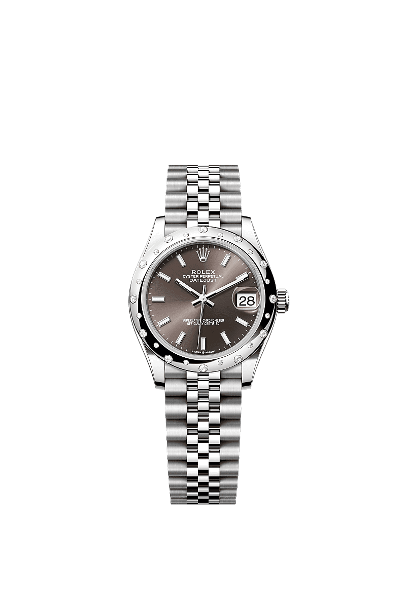 Rolex Stainless Steel Datejust - 31mm - Dark grey - Jubilee