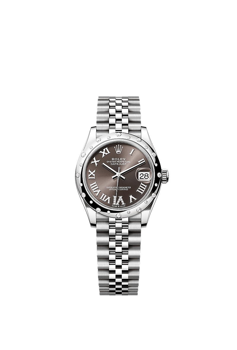Rolex Stainless Steel Datejust - 31mm - Dark grey Diamond Dial - Jubilee