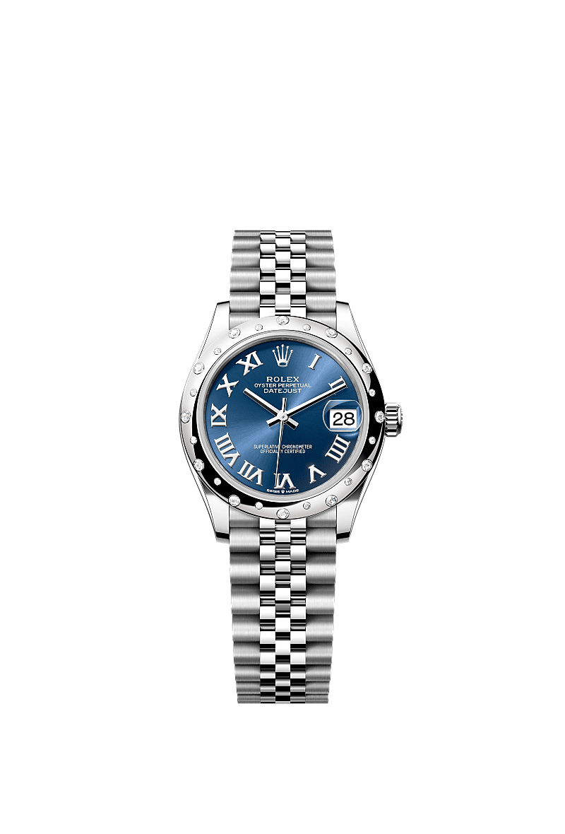 Rolex Stainless Steel Datejust - 31mm - Bright blue - Jubilee