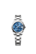 Rolex Stainless Steel Datejust - 31mm - Azzurro blue, floral motif Diamond Dial - Oyster