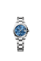 Rolex Stainless Steel Datejust - 31mm - Azzurro blue, floral motif Diamond Dial - Oyster