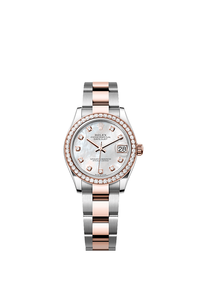 Rolex Two-Tone (RG/SS) Datejust - 31mm - White mother-of-pearl Diamond Dial - Oyster