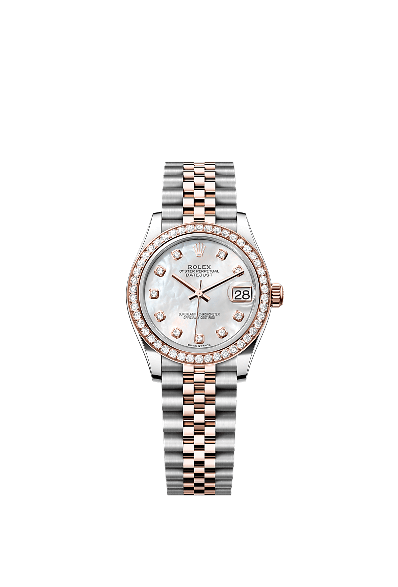 Rolex Two-Tone (RG/SS) Datejust - 31mm - White mother-of-pearl Diamond Dial - Jubilee