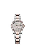 Rolex Two-Tone (RG/SS) Datejust - 31mm - Silver, floral motif Diamond Dial - Oyster