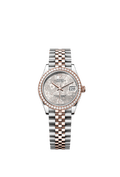 Rolex Two-Tone (RG/SS) Datejust - 31mm - Silver, floral motif Diamond Dial - Jubilee