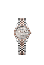 Rolex Two-Tone (RG/SS) Datejust - 31mm - Silver, floral motif Diamond Dial - Jubilee