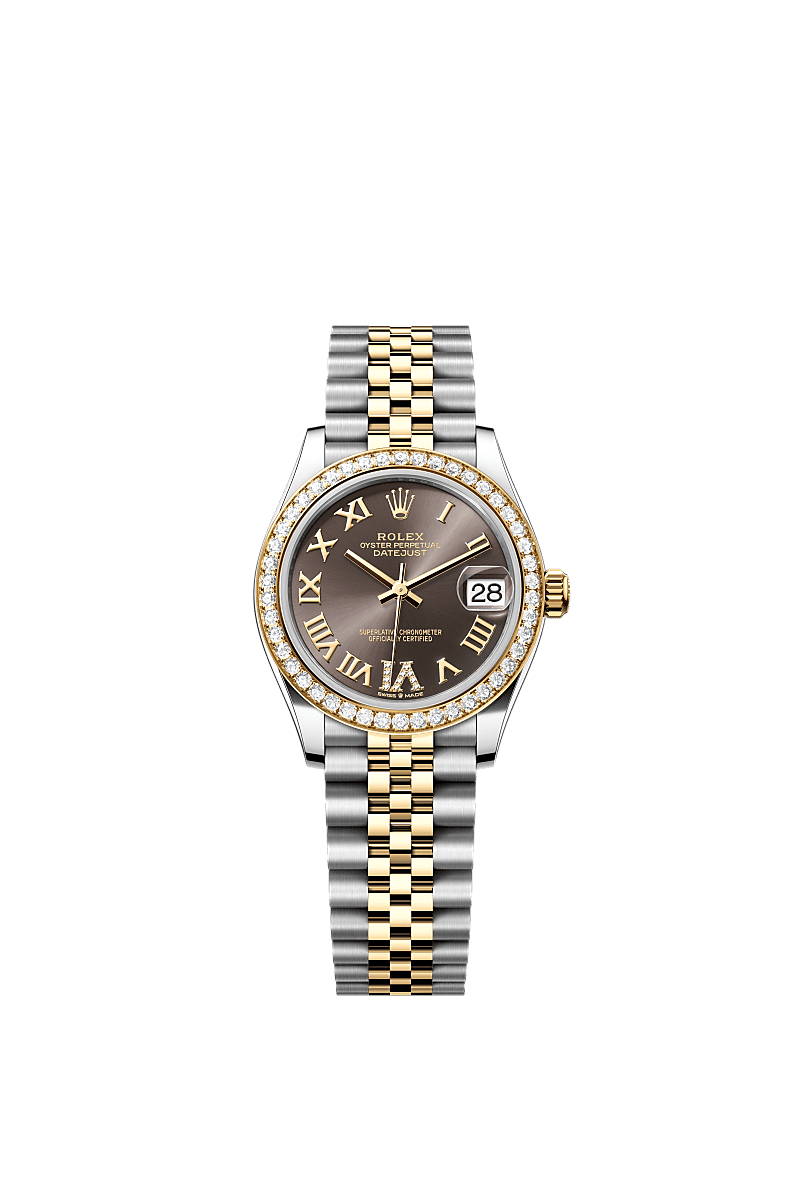 Rolex Two-Tone (YG/SS) Datejust - 31mm - Dark grey Diamond Dial - Jubilee