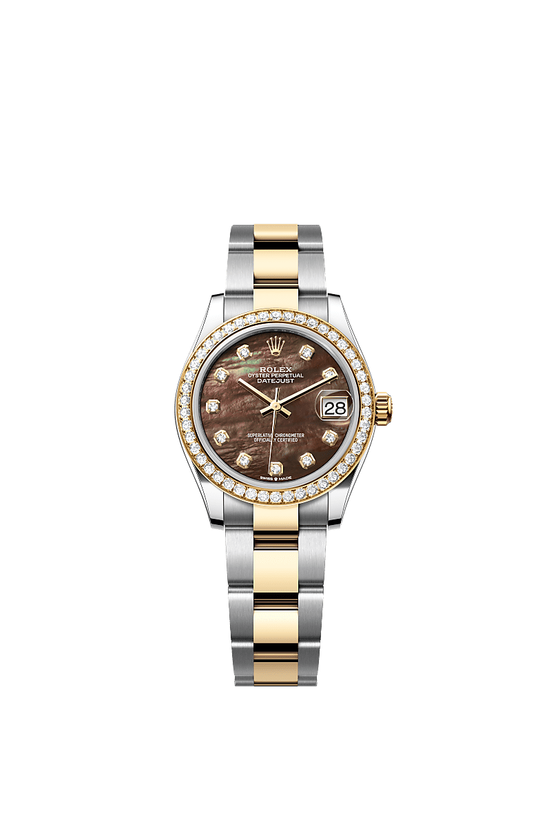 Rolex Two-Tone (YG/SS) Datejust - 31mm - Black mother-of-pearl Diamond Dial - Oyster