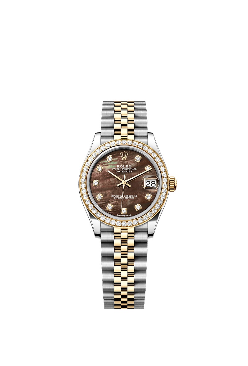 Rolex Two-Tone (YG/SS) Datejust - 31mm - Black mother-of-pearl Diamond Dial - Jubilee