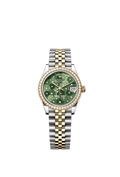 Rolex Two-Tone (YG/SS) Datejust - 31mm - Olive green, floral motif Diamond Dial - Jubilee
