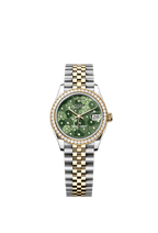 Rolex Two-Tone (YG/SS) Datejust - 31mm - Olive green, floral motif Diamond Dial - Jubilee
