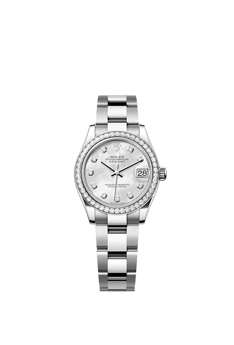 Rolex Stainless Steel Datejust - 31mm - White mother-of-pearl Diamond Dial - Oyster