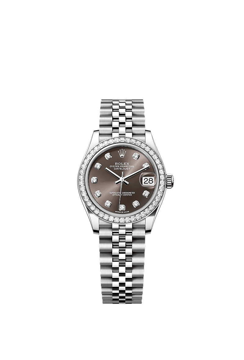 Rolex Stainless Steel Datejust - 31mm - Dark grey Diamond Dial - Jubilee
