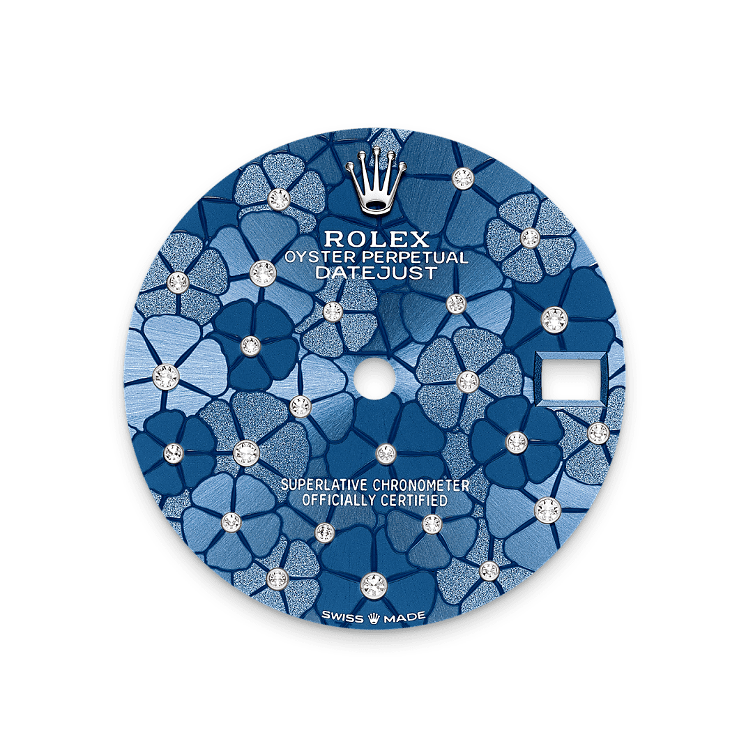 Rolex Stainless Steel Datejust - 31mm - Azzurro blue, floral motif Diamond Dial - Oyster