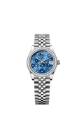 Rolex Stainless Steel Datejust - 31mm - Azzurro blue, floral motif Diamond Dial - Jubilee