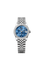 Rolex Stainless Steel Datejust - 31mm - Azzurro blue, floral motif Diamond Dial - Jubilee