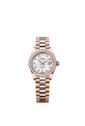 Rolex Rose Gold Datejust - 28mm - White mother-of-pearl Diamond Dial - President