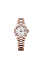 Rolex Rose Gold Datejust - 28mm - White mother-of-pearl Diamond Dial - President