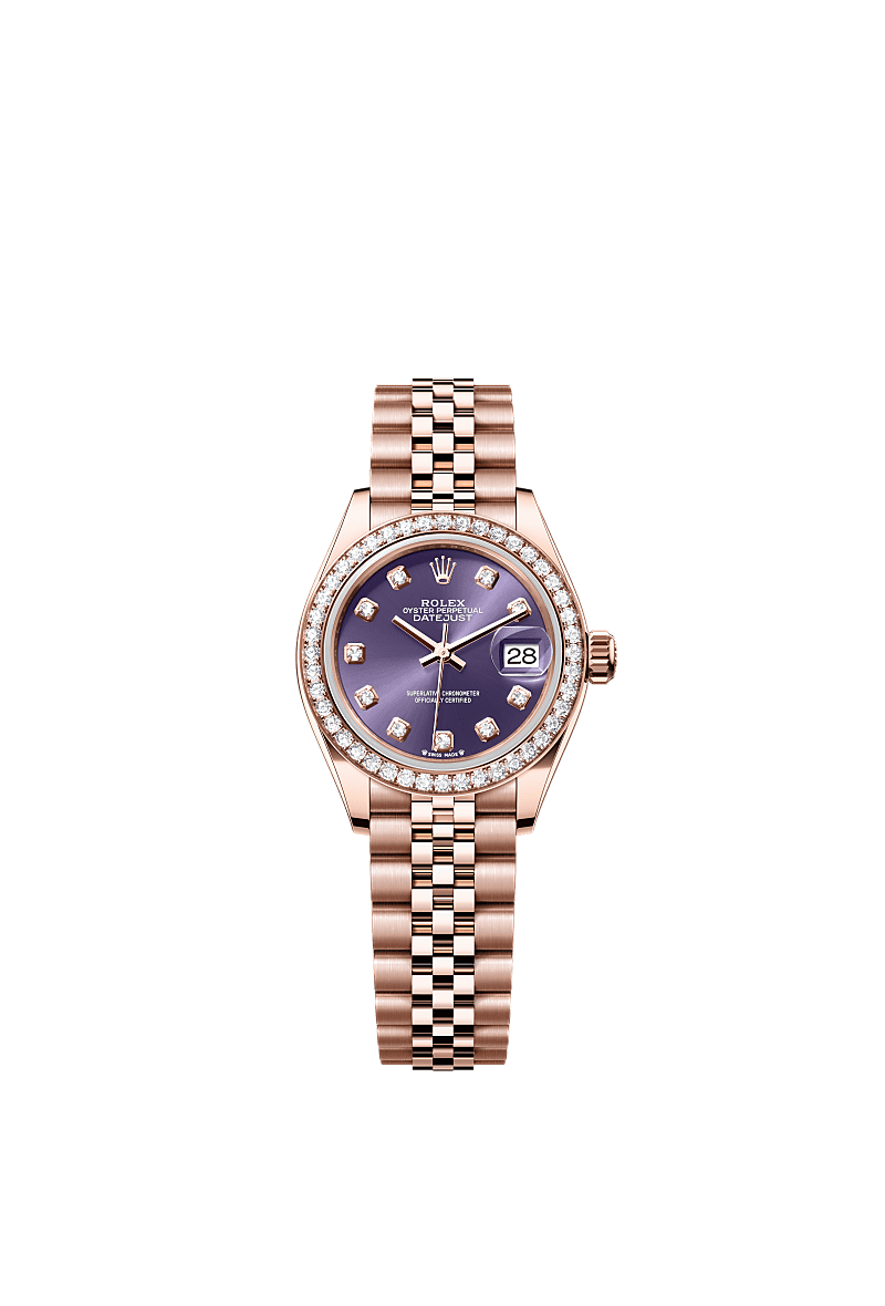 Rolex Rose Gold Datejust - 28mm - Aubergine Diamond Dial - Jubilee