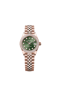 Rolex Rose Gold Datejust - 28mm - Olive green Diamond Dial - Jubilee