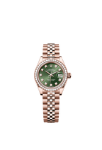Rolex Rose Gold Datejust - 28mm - Olive green Diamond Dial - Jubilee