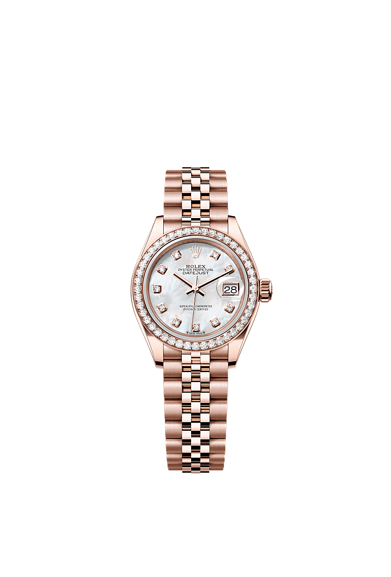 Rolex Rose Gold Datejust - 28mm - White mother-of-pearl Diamond Dial - Jubilee