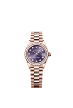 Rolex Rose Gold Datejust - 28mm - Aubergine Diamond Dial - President