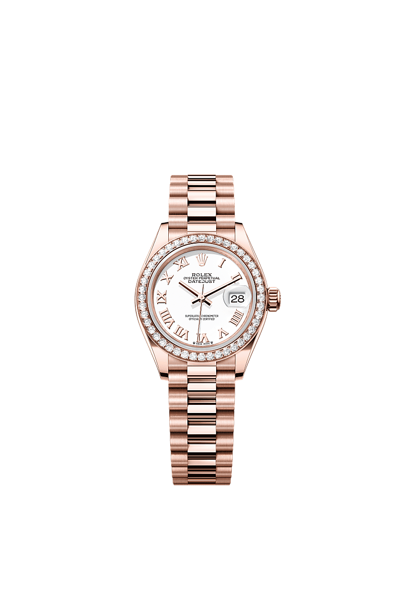 Rolex Rose Gold Datejust - 28mm - White - President