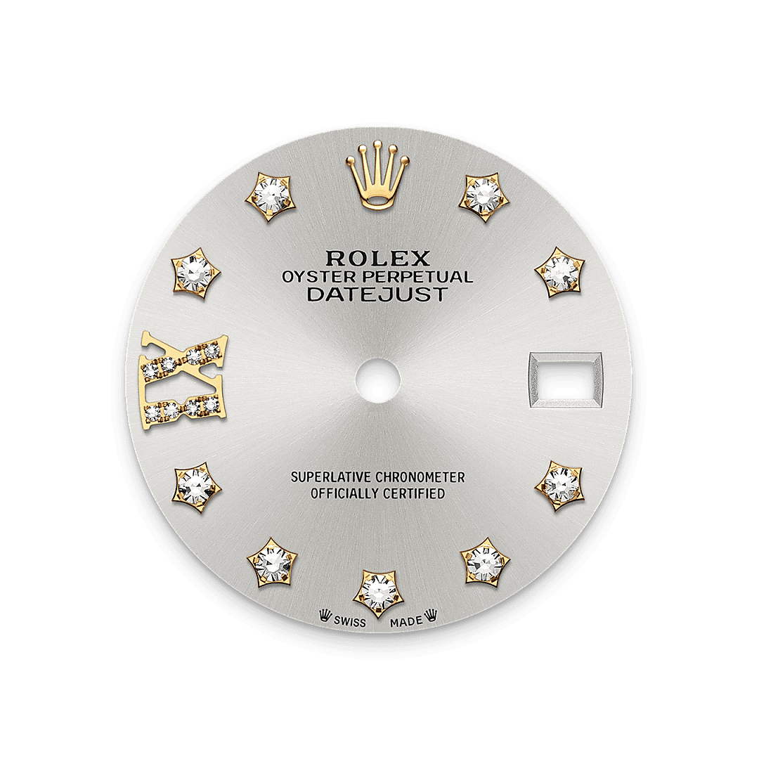 Rolex Yellow Gold Datejust - 28mm - Silver Diamond Dial - President