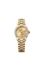 Rolex Yellow Gold Datejust - 28mm - Champagne-colour Diamond Dial - President