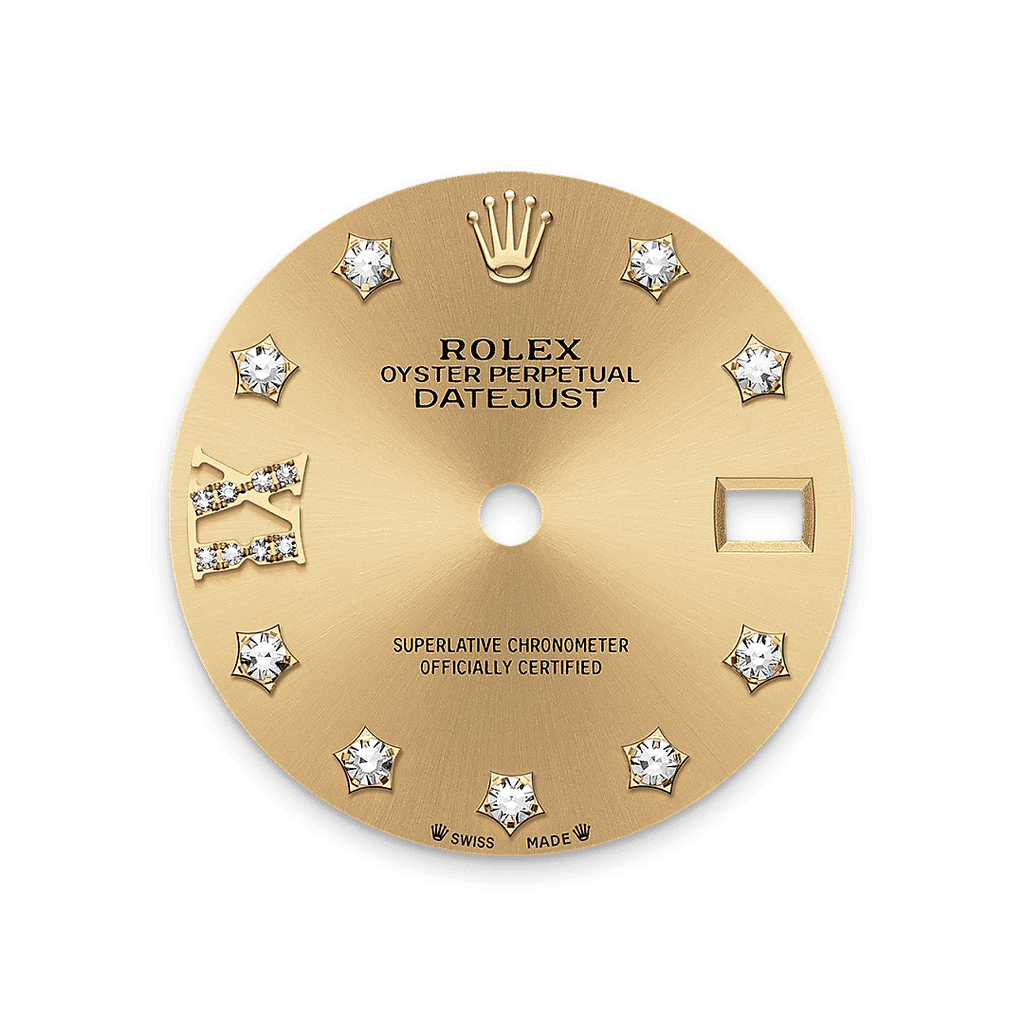 Rolex Yellow Gold Datejust - 28mm - Champagne-colour Diamond Dial - President