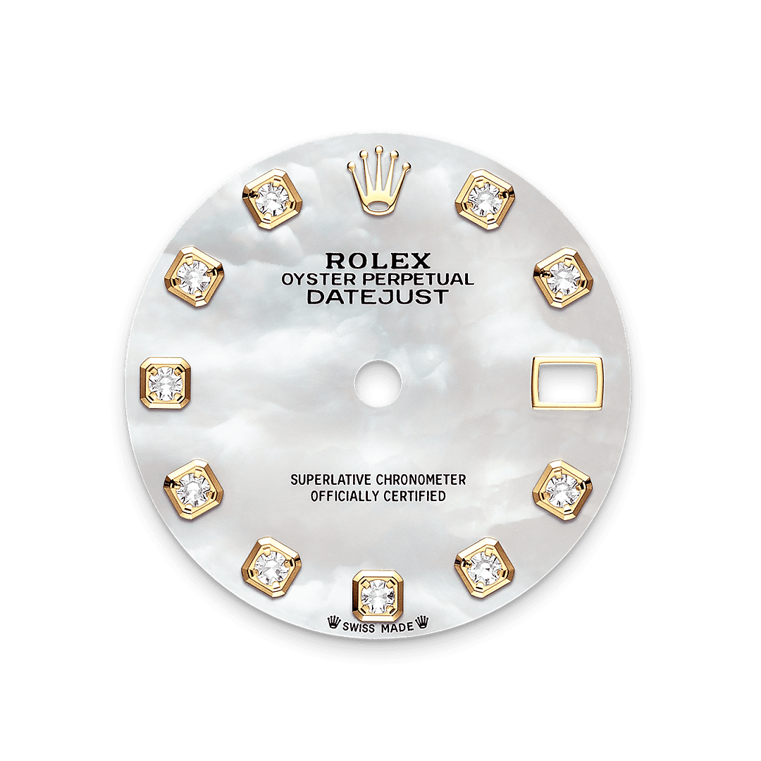 Rolex Yellow Gold Datejust - 28mm - White mother-of-pearl Diamond Dial - Jubilee