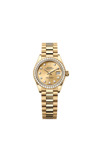 Rolex Yellow Gold Datejust - 28mm - Champagne-colour Diamond Dial - President