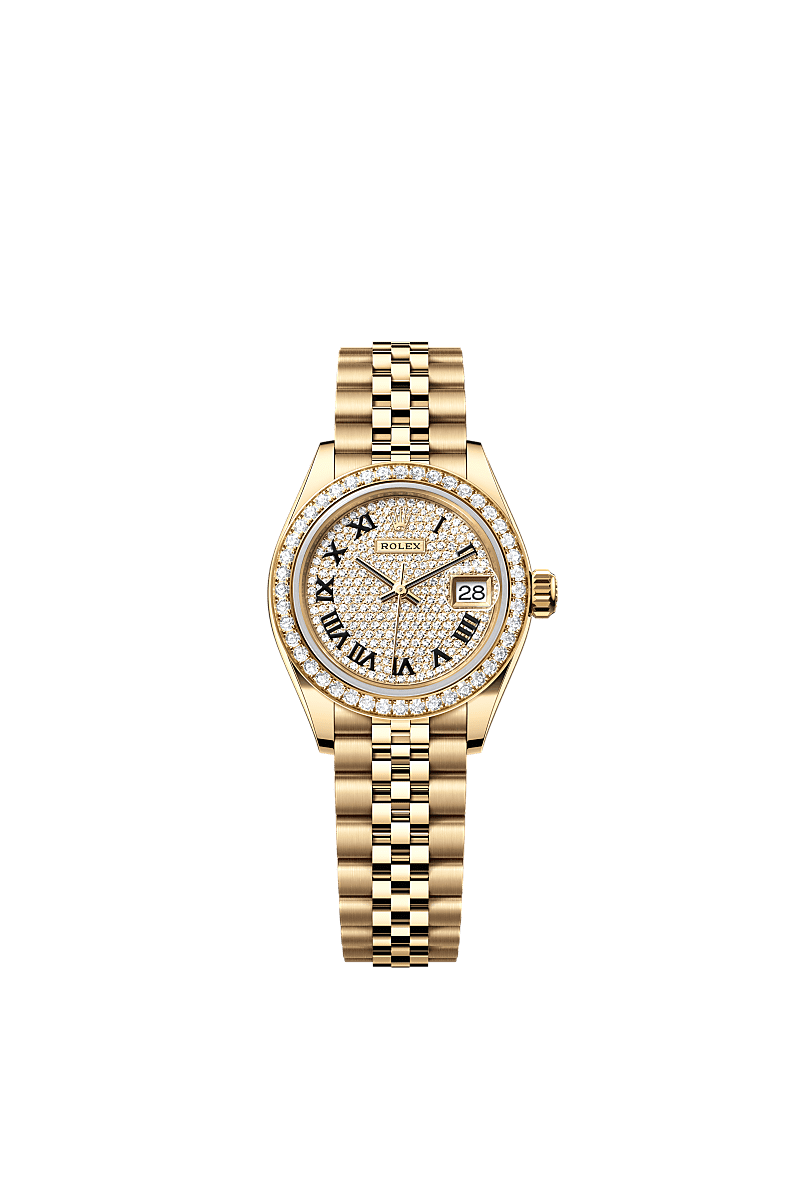 Rolex Yellow Gold Datejust - 28mm - Diamond-paved - Jubilee