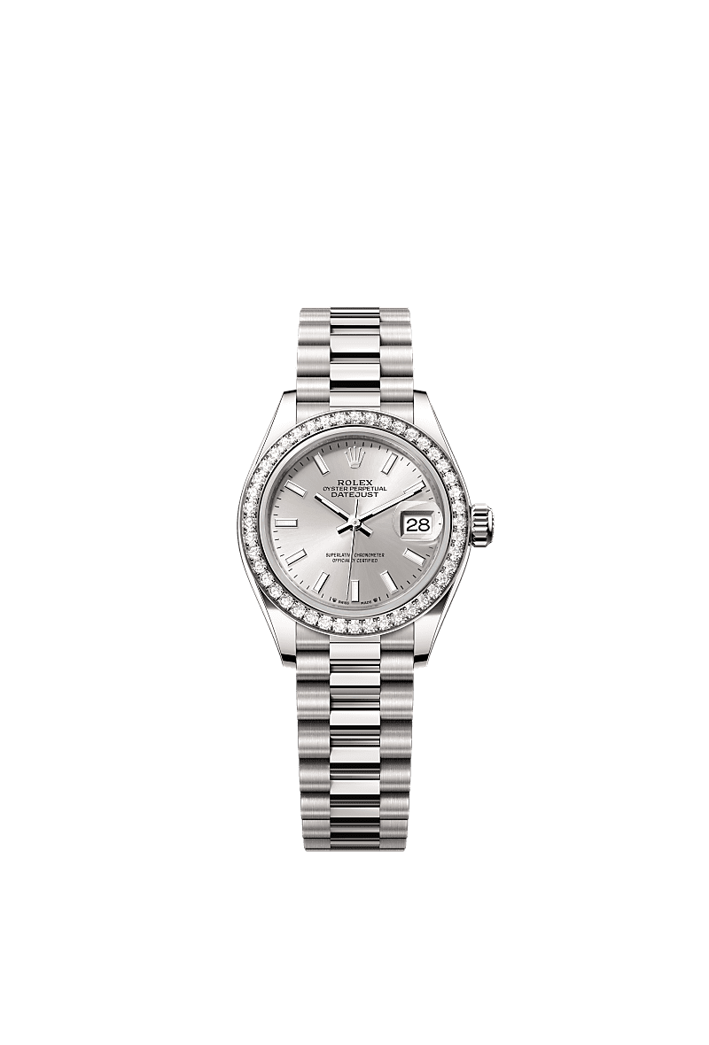 Rolex White Gold Datejust - 28mm - Silver - President