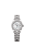 Rolex White Gold Datejust - 28mm - White mother-of-pearl Diamond Dial