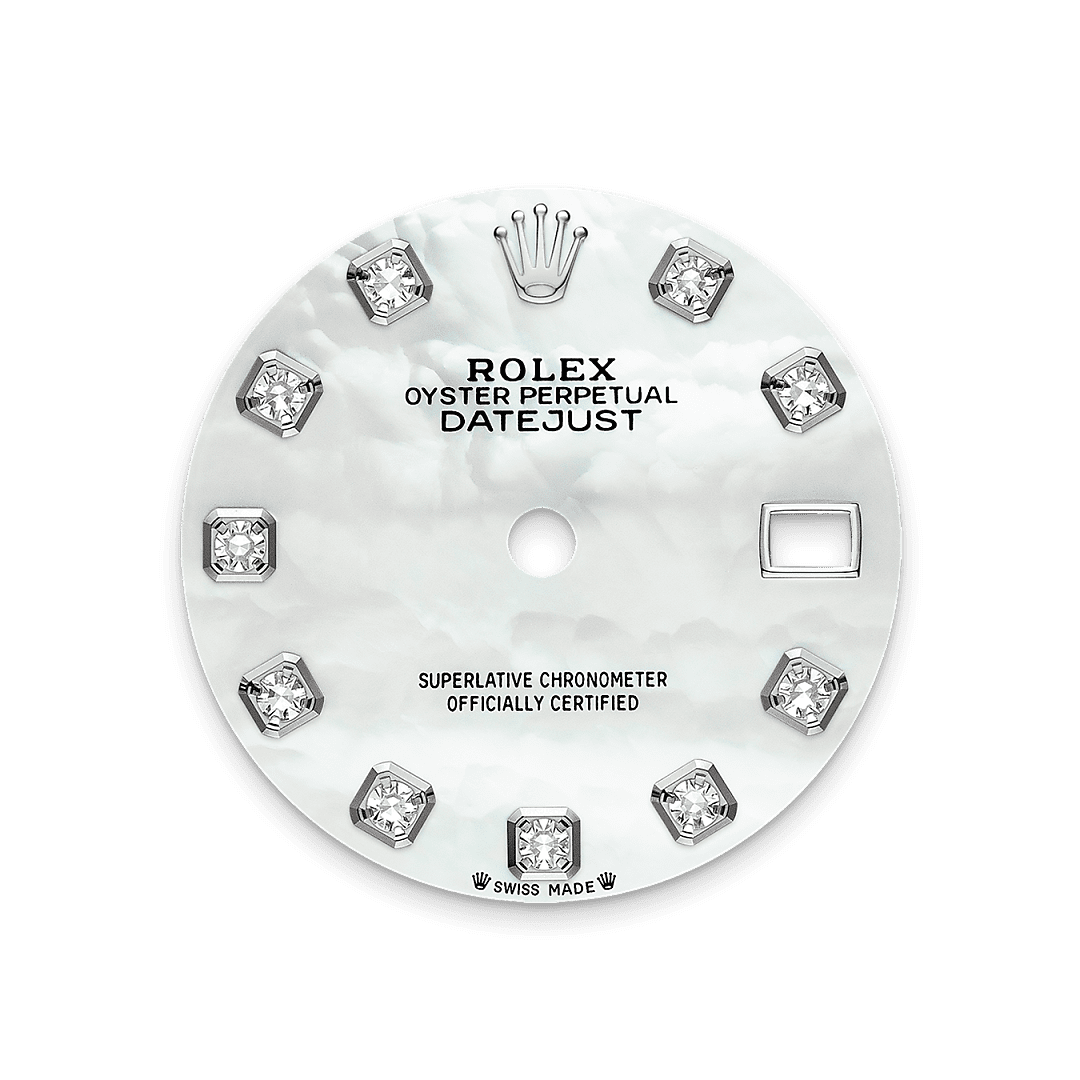 Rolex White Gold Datejust - 28mm - White mother-of-pearl Diamond Dial
