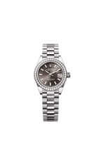 Rolex White Gold Datejust - 28mm - Dark grey - President