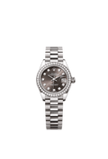Rolex White Gold Datejust - 28mm - Dark grey Diamond Dial