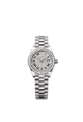 Rolex White Gold Datejust - 28mm - Diamond-paved - President
