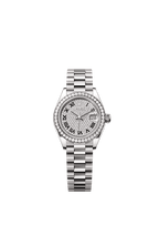 Rolex White Gold Datejust - 28mm - Diamond-paved - President