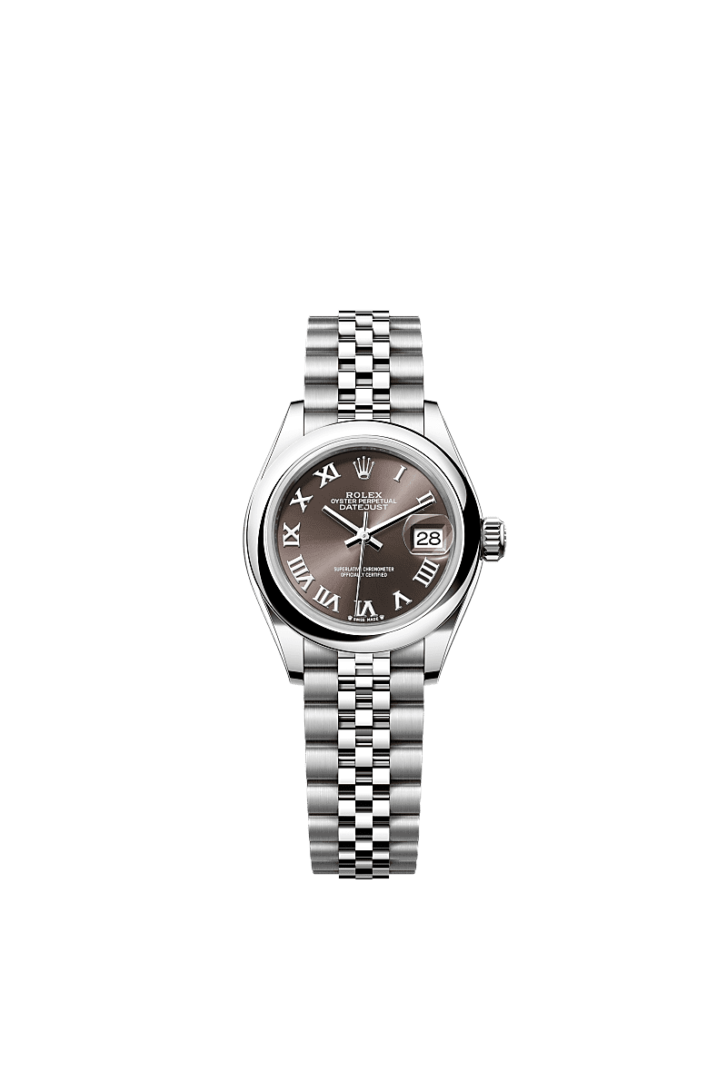 Rolex Stainless Steel Datejust - 28mm - Dark grey - Jubilee